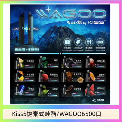 WAGOO哇酷Kiss5 6500口拋棄式 | 自由混搭雙口味 | 雙芯組合